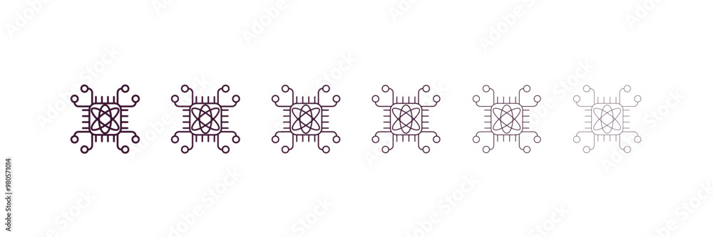 quantum computing outline icon. Linear vector from ai and tech concept. 6 different line style quantum computing icon included thin, light, regular, medium, bold, black quantum computing outline icon. Linear vector from ai and tech concept. 6 different line style quantum computing icon included thin, light, regular, medium, bold, black