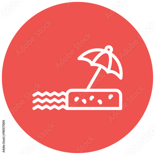Beach Umbrella vector icon illustration of Coastline iconset.