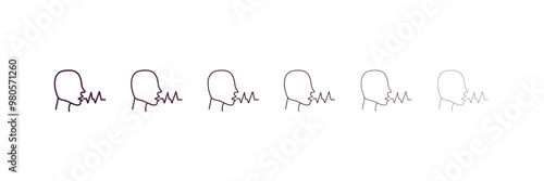 voice recognition outline icon. Linear vector from ai and tech concept. 6 different line style voice recognition icon included thin, light, regular, medium, bold, black