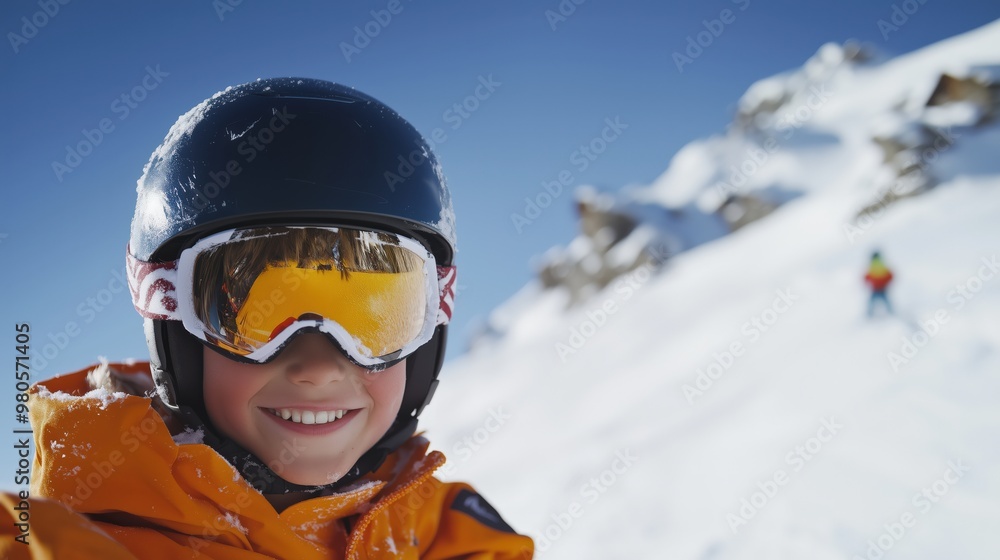 Joyful family skiing adventure in snowy mountains for winter fun and recreation