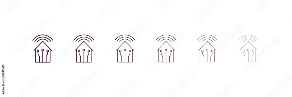 Fototapeta premium smart home outline icon. Linear vector from ai and tech concept. 6 different line style smart home icon included thin, light, regular, medium, bold, black