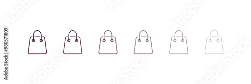 shopping bag outline icon. Linear vector from ai and tech concept. 6 different line style shopping bag icon included thin, light, regular, medium, bold, black