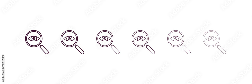 detection outline icon. Linear vector from ai and tech concept. 6 different line style detection icon included thin, light, regular, medium, bold, black detection outline icon. Linear vector from ai and tech concept. 6 different line style detection icon included thin, light, regular, medium, bold, black