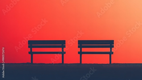 City bench with modern design and sleek minimalist style isolated on wall background for urban projects new beautiful stock image illustration AI