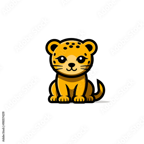 Jaguar hand-drawn kids comic illustration. Cute vector doodle style cartoon illustration