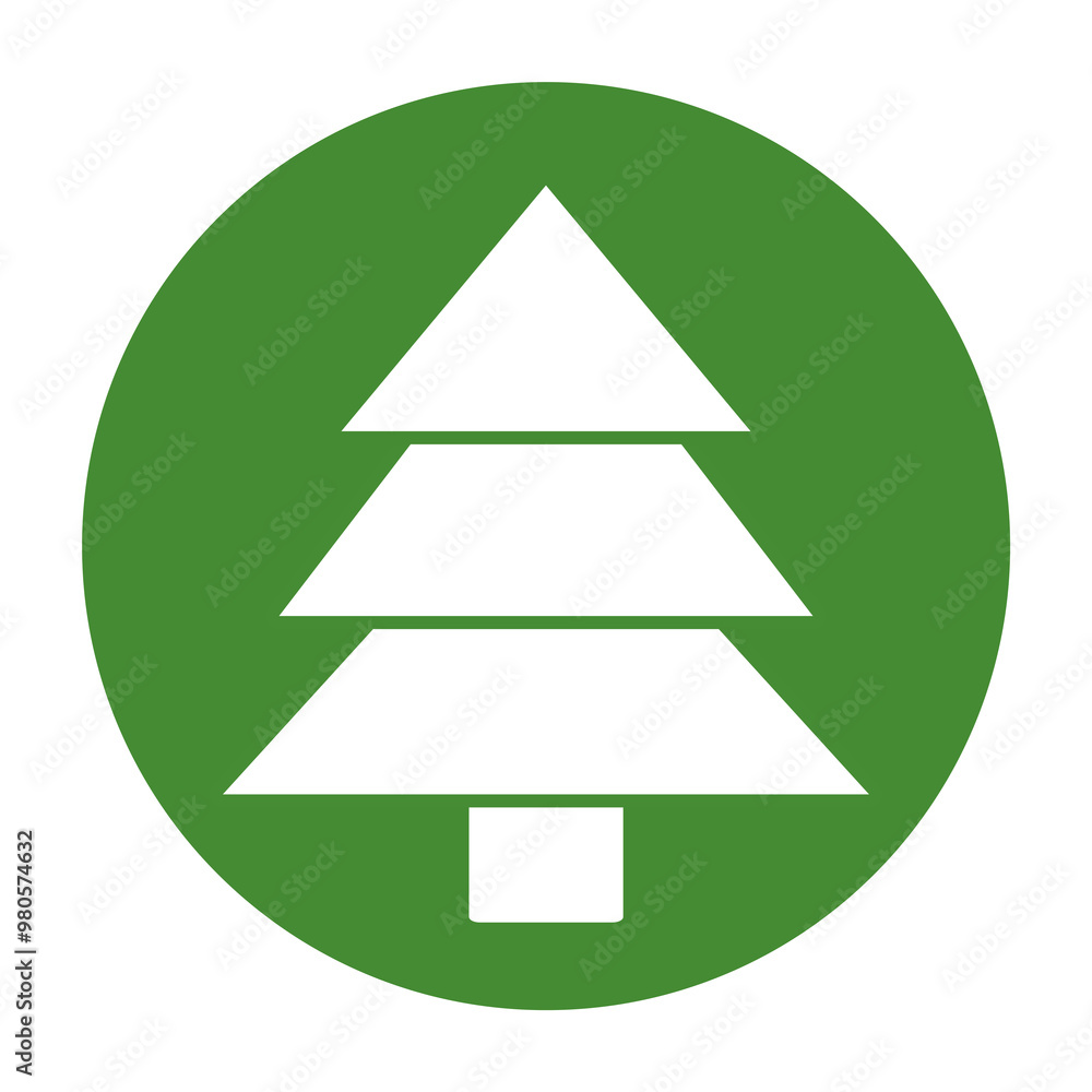 Tannenbaum auf rundem grünen Button Tannenbaum auf rundem grünen Button