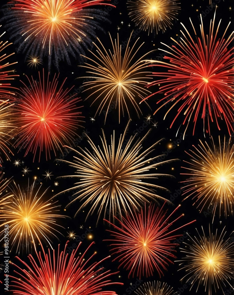 Glowing firework sparks with gradient from bright red to gold Glowing firework sparks with gradient from bright red to gold