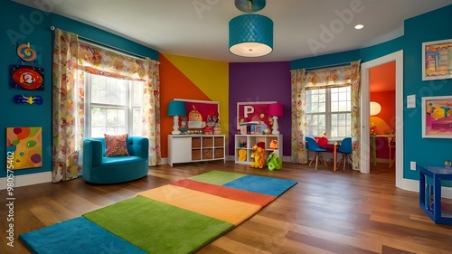 a modern interior design of a playroom for children