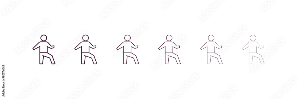 stretching leg exercise outline icon. Linear vector from gym concept. 6 different line style stretching leg exercise icon included thin, light, regular, medium, bold, black stretching leg exercise outline icon. Linear vector from gym concept. 6 different line style stretching leg exercise icon included thin, light, regular, medium, bold, black