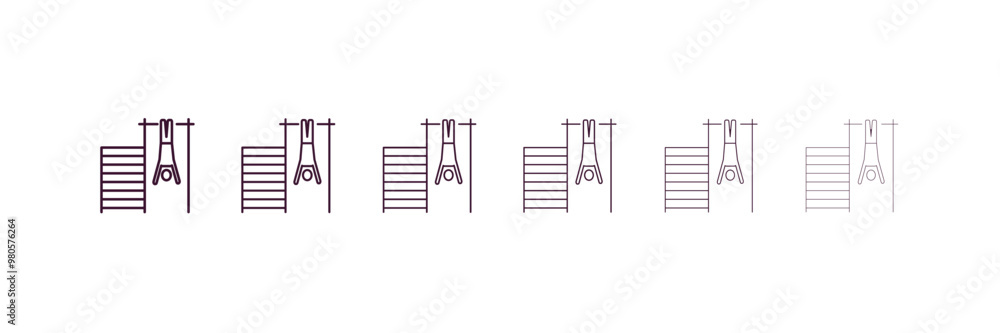 exercise hang bar outline icon. Linear vector from gym concept. 6 different line style exercise hang bar icon included thin, light, regular, medium, bold, black exercise hang bar outline icon. Linear vector from gym concept. 6 different line style exercise hang bar icon included thin, light, regular, medium, bold, black