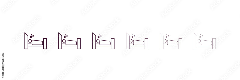 sleep outline icon. Linear vector from gym concept. 6 different line style sleep icon included thin, light, regular, medium, bold, black sleep outline icon. Linear vector from gym concept. 6 different line style sleep icon included thin, light, regular, medium, bold, black