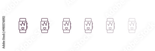fitness tracker outline icon. Linear vector from gym concept. 6 different line style fitness tracker icon included thin, light, regular, medium, bold, black