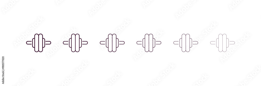 gymnastic roller outline icon. Linear vector from gym concept. 6 different line style gymnastic roller icon included thin, light, regular, medium, bold, black gymnastic roller outline icon. Linear vector from gym concept. 6 different line style gymnastic roller icon included thin, light, regular, medium, bold, black