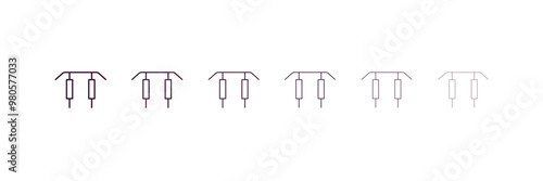 horizontal bar outline icon. Linear vector from gym concept. 6 different line style horizontal bar icon included thin, light, regular, medium, bold, black