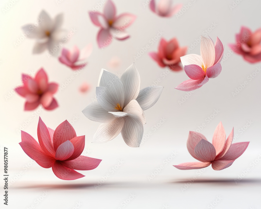 Beautiful floating flowers in soft colors create a serene and peaceful atmosphere, perfect for nature-themed designs. Beautiful floating flowers in soft colors create a serene and peaceful atmosphere, perfect for nature-themed designs.