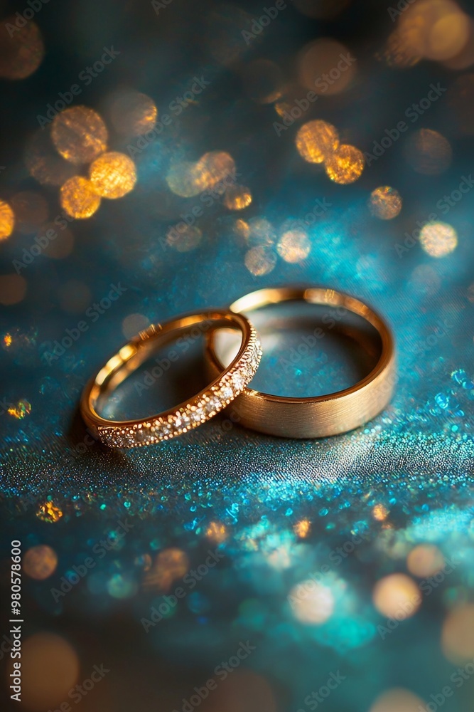 A pair of wedding rings on an elegant background A pair of wedding rings on an elegant background