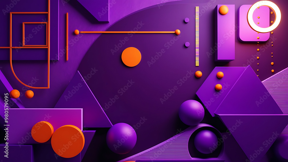 Abstract Geometric Composition in Purple and Orange Abstract Geometric Composition in Purple and Orange