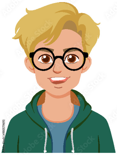 Smiling Young Man in Glasses