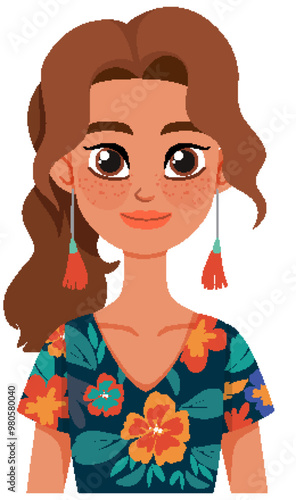 Smiling Woman in Floral Dress