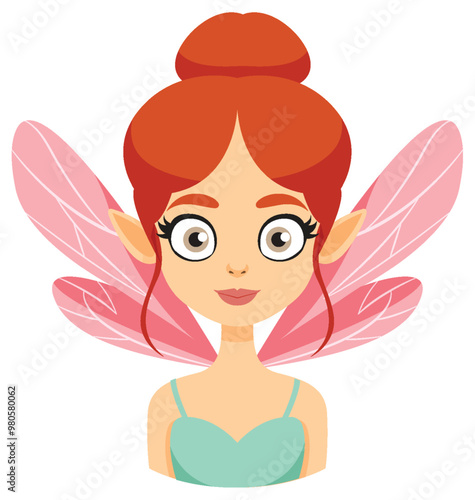 Whimsical Fairy with Pink Wings