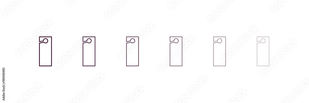 door hanger outline icon. Linear vector from hotel concept. 6 different line style door hanger icon included thin, light, regular, medium, bold, black door hanger outline icon. Linear vector from hotel concept. 6 different line style door hanger icon included thin, light, regular, medium, bold, black