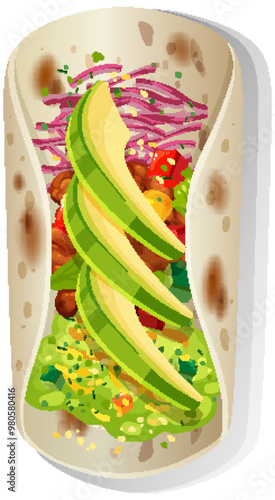 Colorful Mexican Burrito Illustration