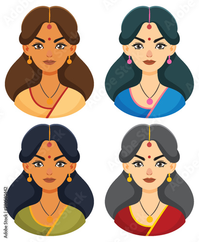 Traditional Indian Women Illustrations