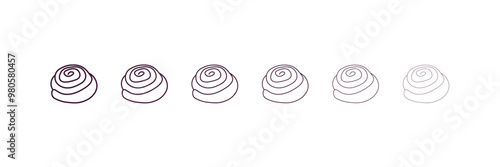 cinnamon roll outline icon. Linear vector from hotel concept. 6 different line style cinnamon roll icon included thin, light, regular, medium, bold, black