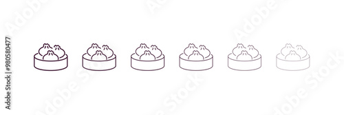 dim sum outline icon. Linear vector from hotel concept. 6 different line style dim sum icon included thin, light, regular, medium, bold, black