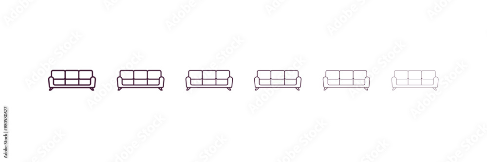 lounge outline icon. Linear vector from hotel concept. 6 different line style lounge icon included thin, light, regular, medium, bold, black lounge outline icon. Linear vector from hotel concept. 6 different line style lounge icon included thin, light, regular, medium, bold, black