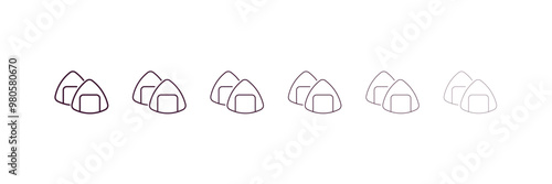 onigiri outline icon. Linear vector from hotel concept. 6 different line style onigiri icon included thin, light, regular, medium, bold, black