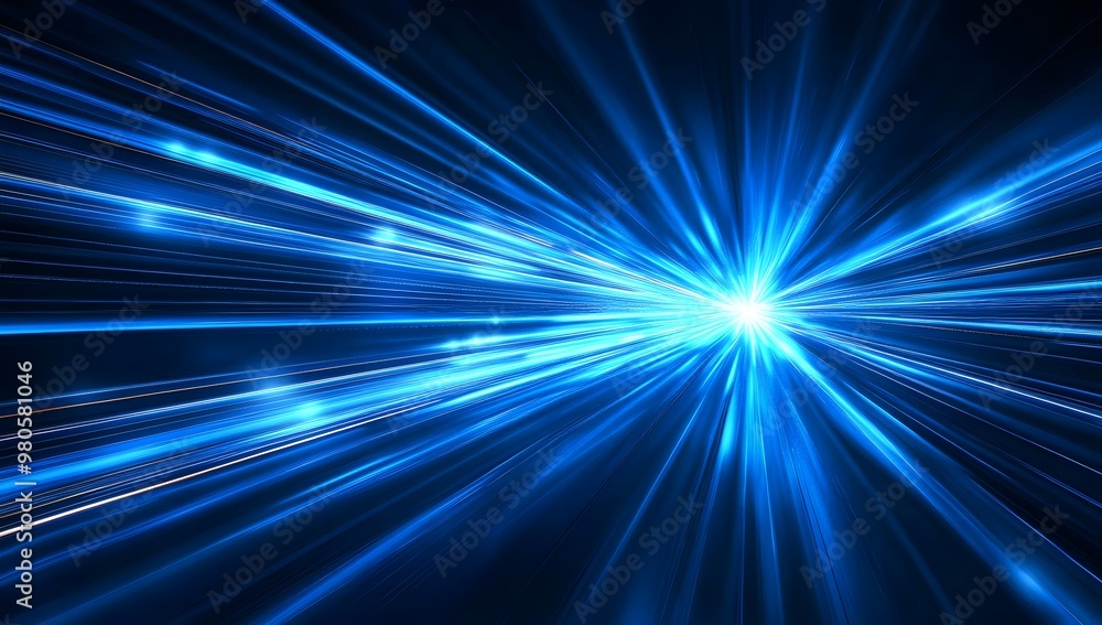 Obraz premium Blue light speed background with a blur effect glowing lines for an abstract technology or futuristic concept design.