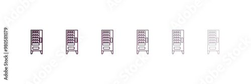 vending machine outline icon. Linear vector from hotel concept. 6 different line style vending machine icon included thin, light, regular, medium, bold, black