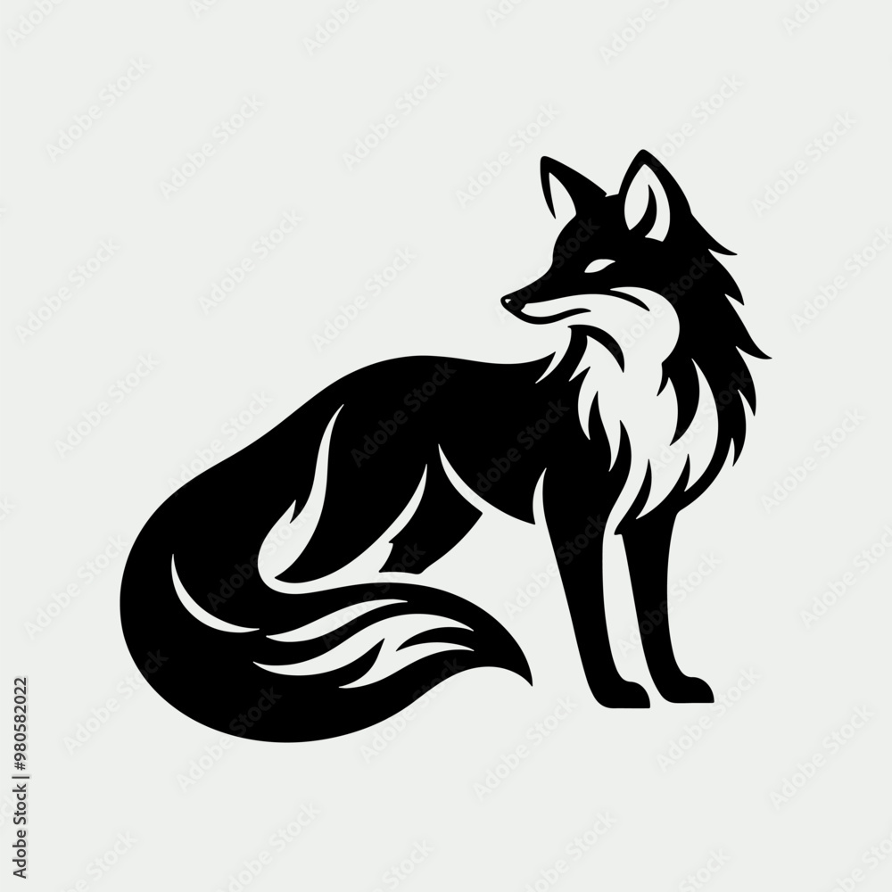 Fototapeta premium Fox animal Silhouette Vector Illustration