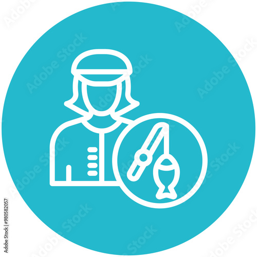 Fisherwoman vector icon illustration of Fishing iconset.