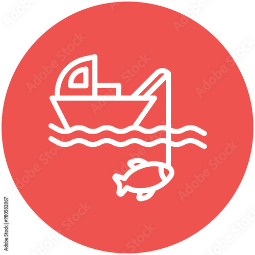 Boat Fishing vector icon illustration of Fishing iconset.