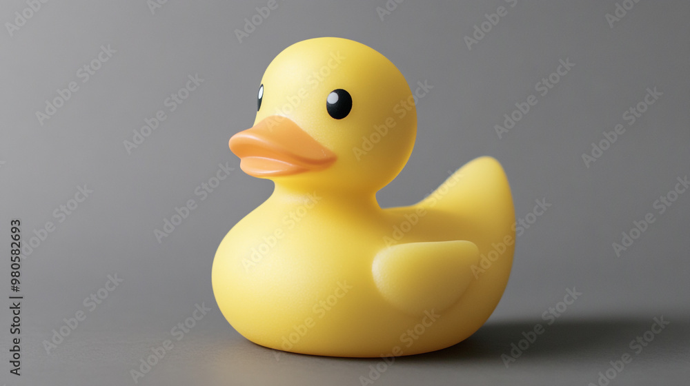 Bright yellow rubber duck on a plain background, ideal for playful decor or bath time fun Bright yellow rubber duck on a plain background, ideal for playful decor or bath time fun
