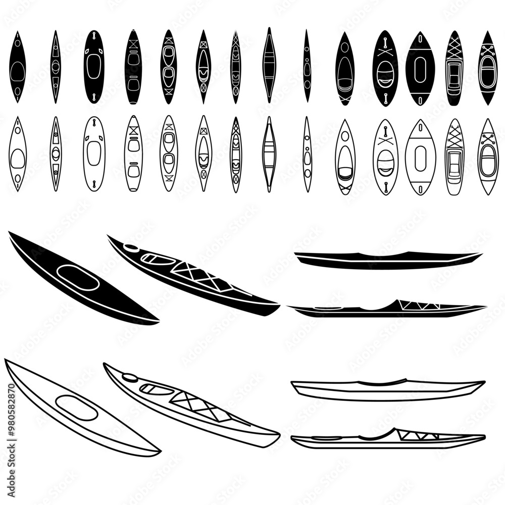Kayak icon vector set. Kayak illustration sign collection. Rowing symbol or logo. Kayak icon vector set. Kayak illustration sign collection. Rowing symbol or logo.