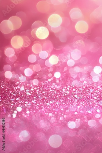 Beautiful pink color glitters for background, with bokeh