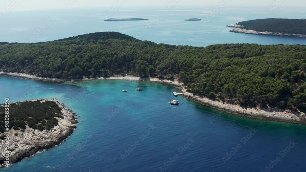 The Remotest Island In The Adriatic Sea - Saplun, Lastovo Island, South Dalmatia, Croatia. Aerial Drone Shot The Remotest Island In The Adriatic Sea - Saplun, Lastovo Island, South Dalmatia, Croatia. Aerial Drone Shot
