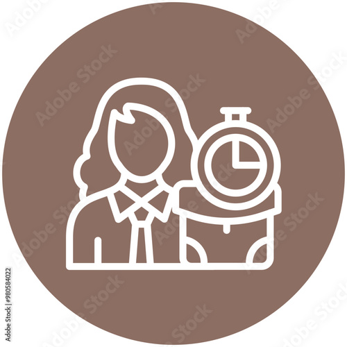 Temporary Worker Female vector icon illustration of Gig Economy iconset.