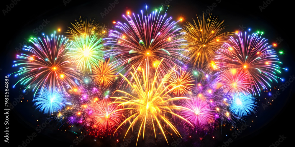 3D Glossy Fireworks Explosion: Vibrant Celebration of New Year 2025 on a Glossy Background with Dynamic Movement and Energetic Atmosphere, Isolated Icon 3D Glossy Fireworks Explosion: Vibrant Celebration of New Year 2025 on a Glossy Background with Dynamic Movement and Energetic Atmosphere, Isolated Icon