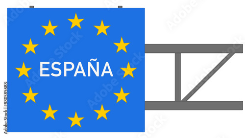 Spanien, Grenzzeichen auf Autobahn, Nachbildung