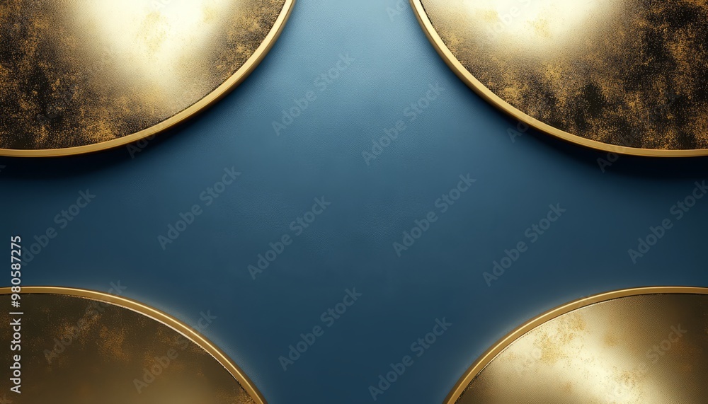 Four Golden Discs on a Blue Textured Background Four Golden Discs on a Blue Textured Background
