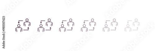 change personal outline icon. Linear vector from human resources concept. 6 different line style change personal icon included thin, light, regular, medium, bold, black