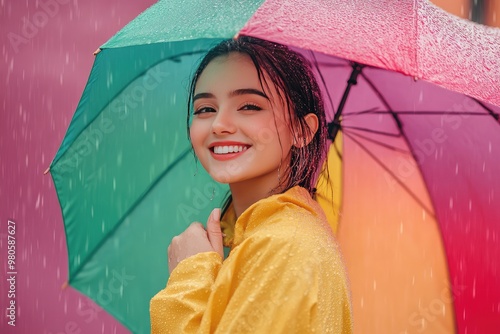 happy rainy day enjoy prity girl photo