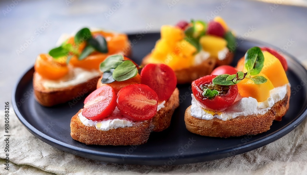 Healthy vegetarian toasts with cream cheese, Fruits. Summer fresh fruit toast sandwich. Generative Image Healthy vegetarian toasts with cream cheese, Fruits. Summer fresh fruit toast sandwich. Generative Image