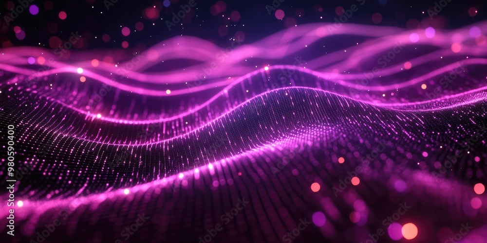Fototapeta premium Abstract waves of light in vibrant pink hues.