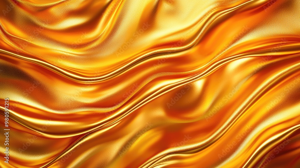 Elegant golden fabric with smooth waves, creating a luxurious and rich texture, perfect for design and background use. Elegant golden fabric with smooth waves, creating a luxurious and rich texture, perfect for design and background use.