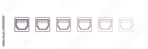 ethernet outline icon. Linear vector from internet security concept. 6 different line style ethernet icon included thin, light, regular, medium, bold, black